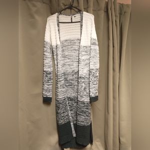 Poof! Crochet Sweater Cardigan Size M White and green.